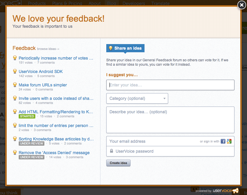 uservoice feedback widget