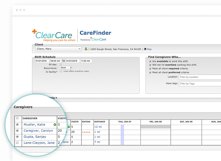 ClearCare: Management Features for Home Care