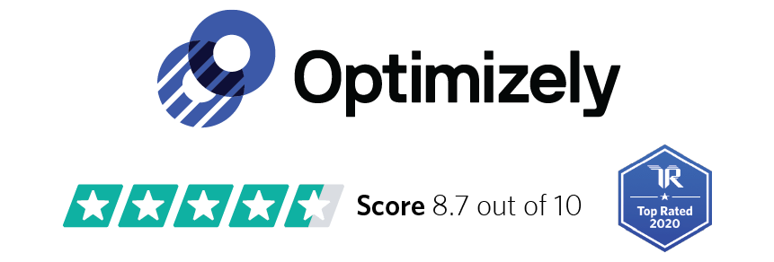 Optimizely TR score and Top Rated badge with logo