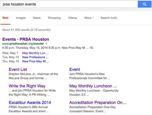 Event google rich snippet example