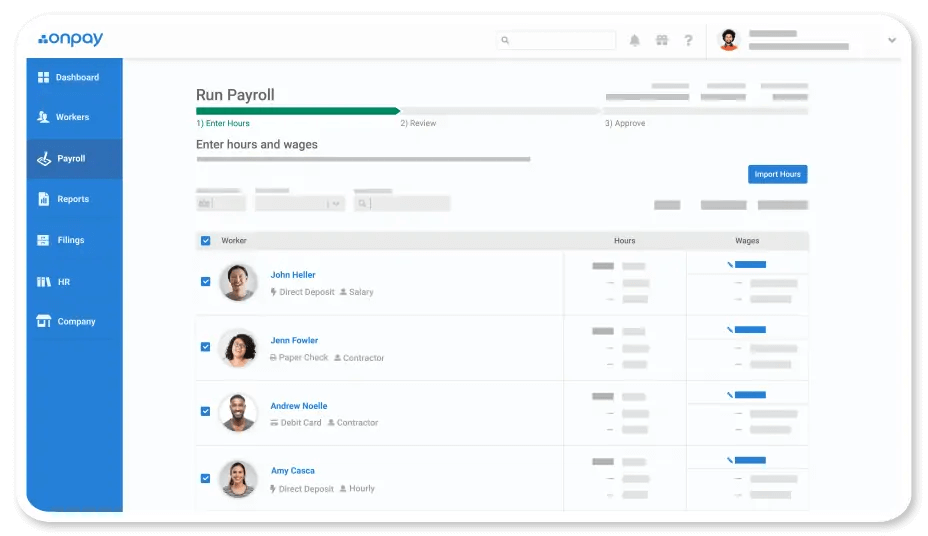 onpay payroll page
