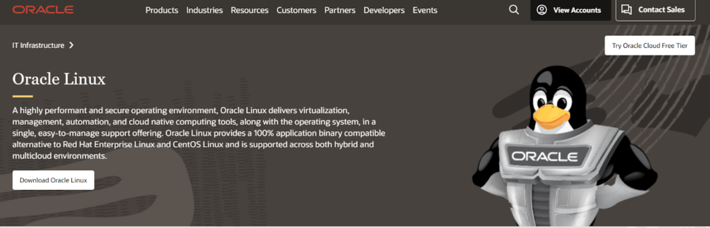 Oracle linux page