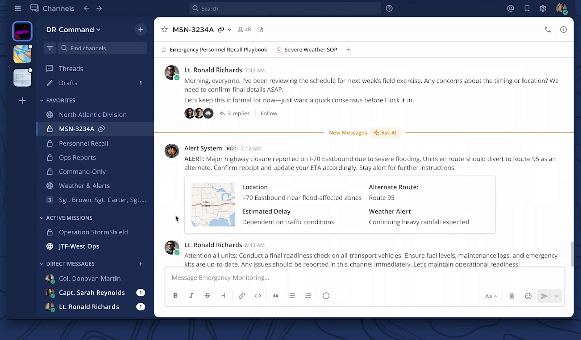 Screenshot of Mattermost's chat interface.