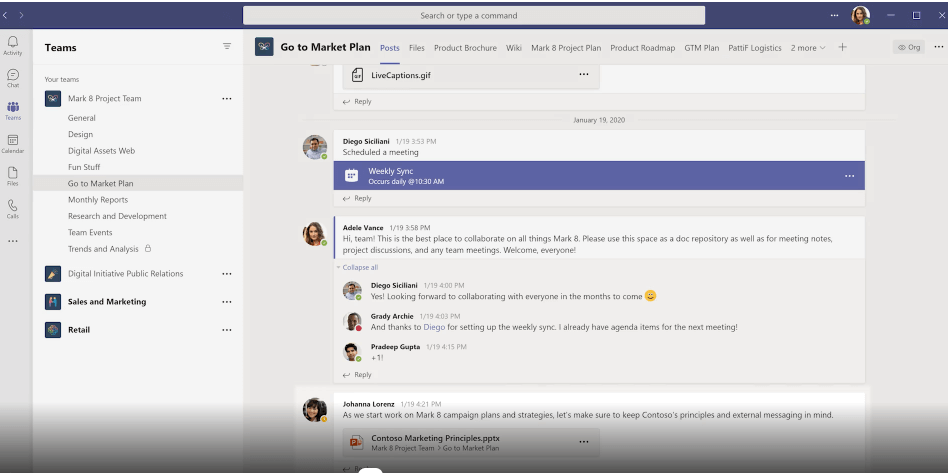 Screenshot of Microsoft Teams' chat interface.