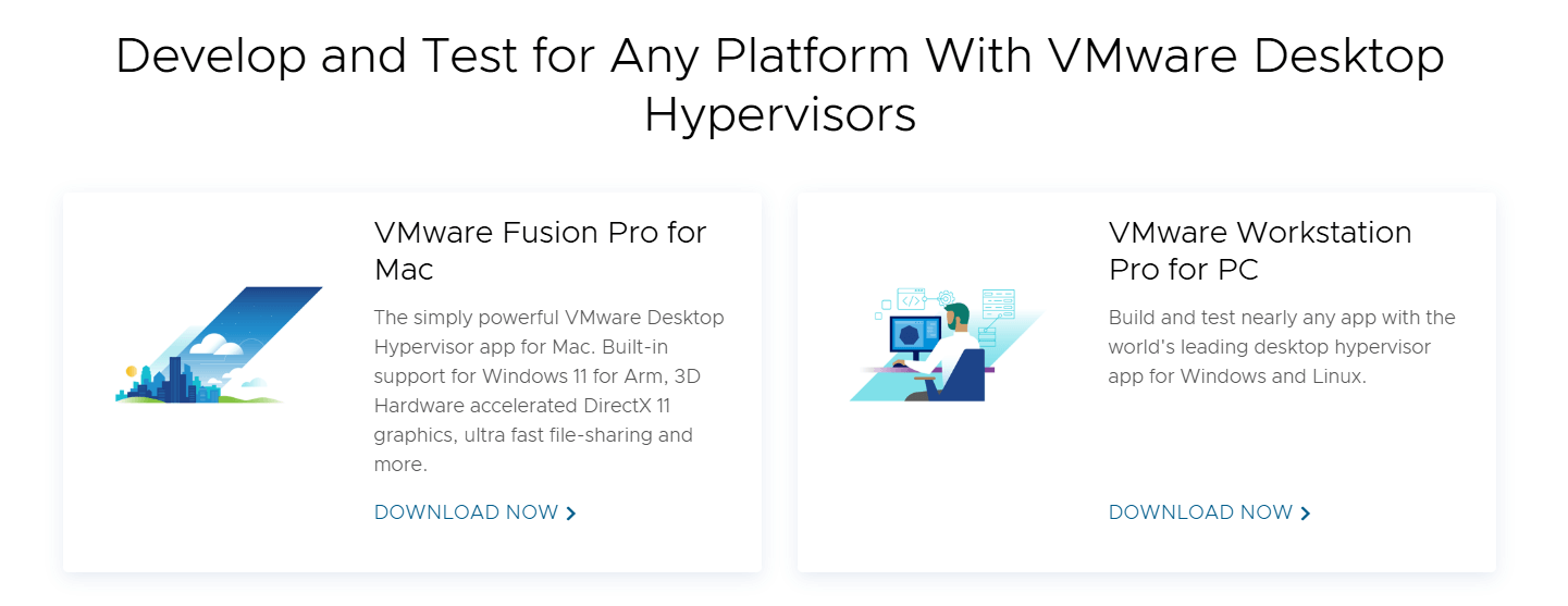 VMware options for Mac and PC